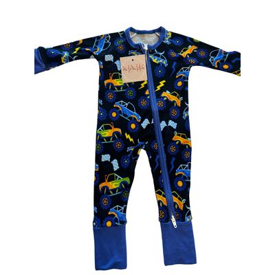 Bamboo Monster Truck Zipper Pajama