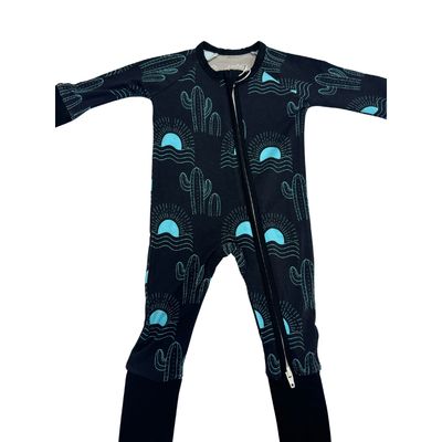 Bamboo Teal And Black Zipper Pajama