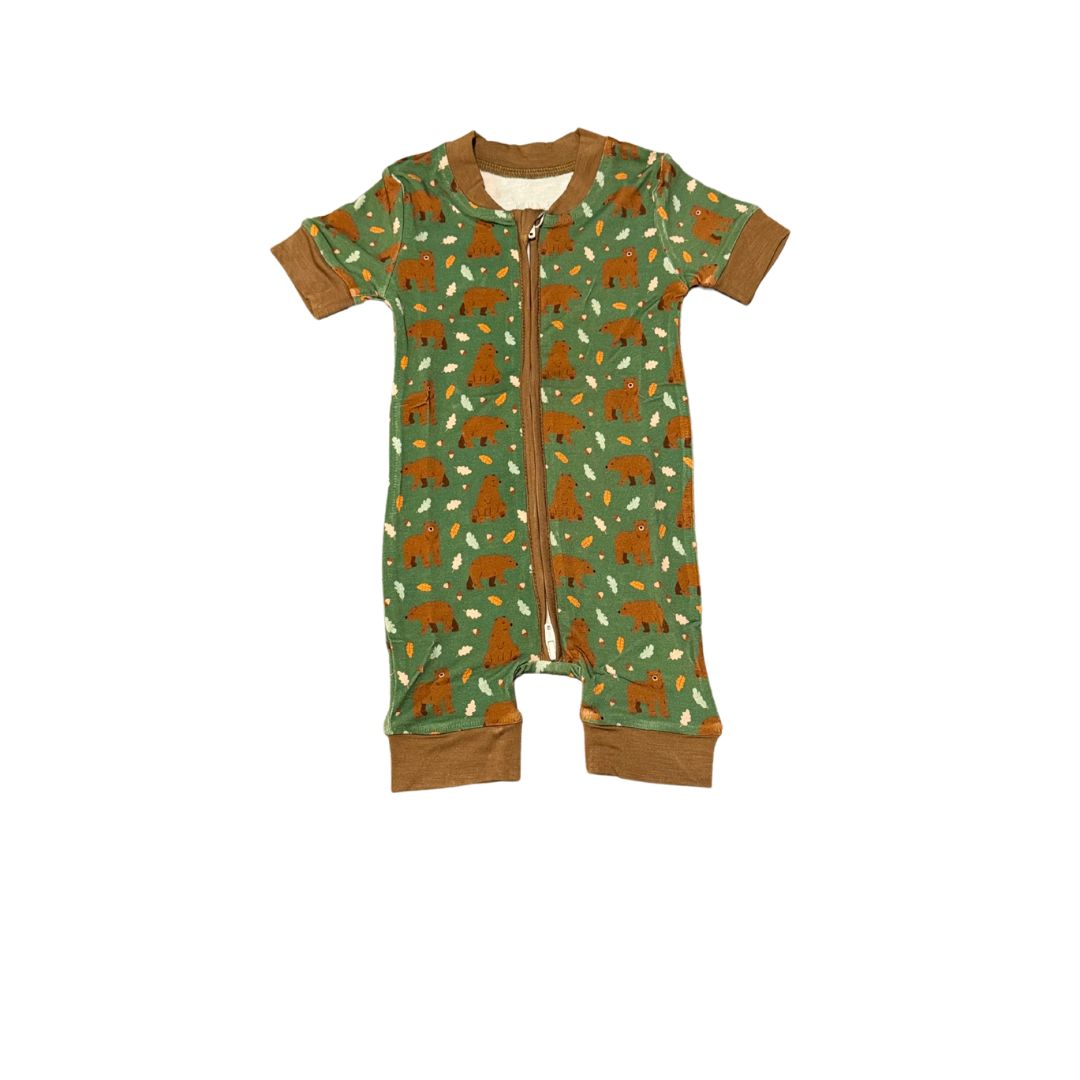 Bamboo Brown Bear Zipper Romper