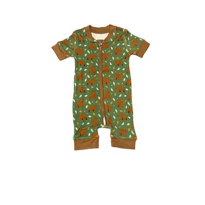 Bamboo Brown Bear Zipper Romper