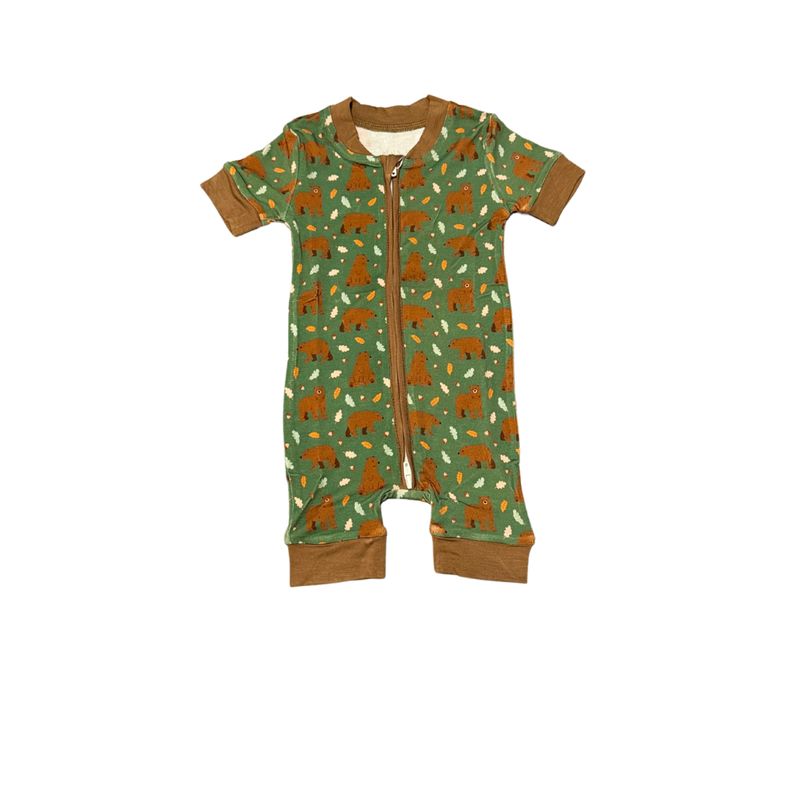 Bamboo Brown Bear Zipper Romper
