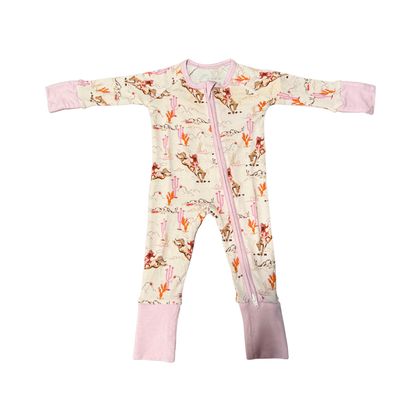 Bamboo Pink Cowgirl Zipper Pajama
