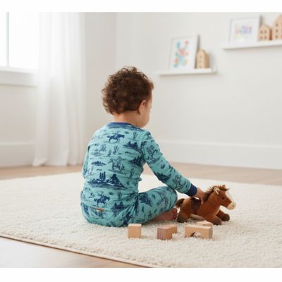 Bamboo Blue Cowboy 2-Piece Pajama