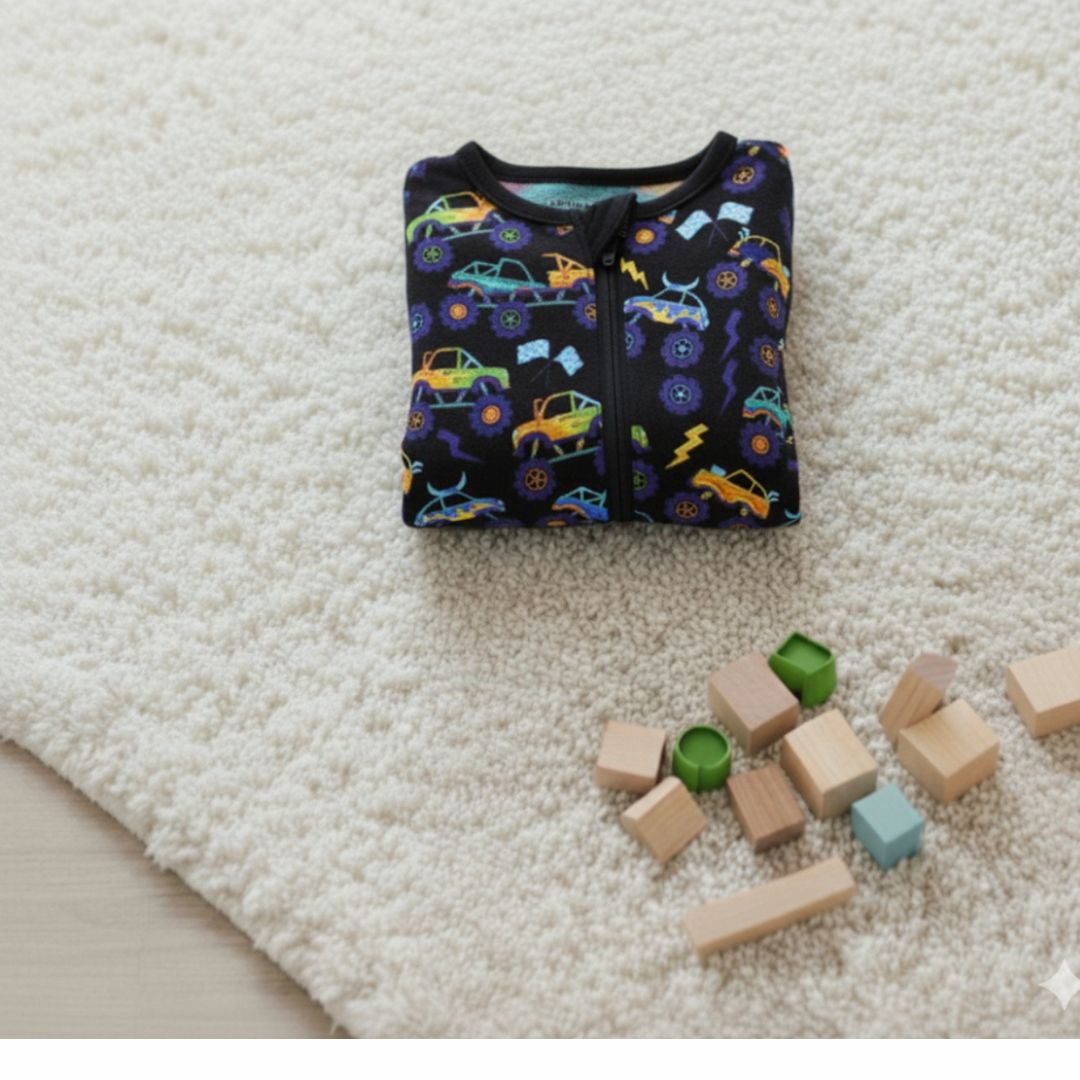 Bamboo Monster Truck Zipper Pajama