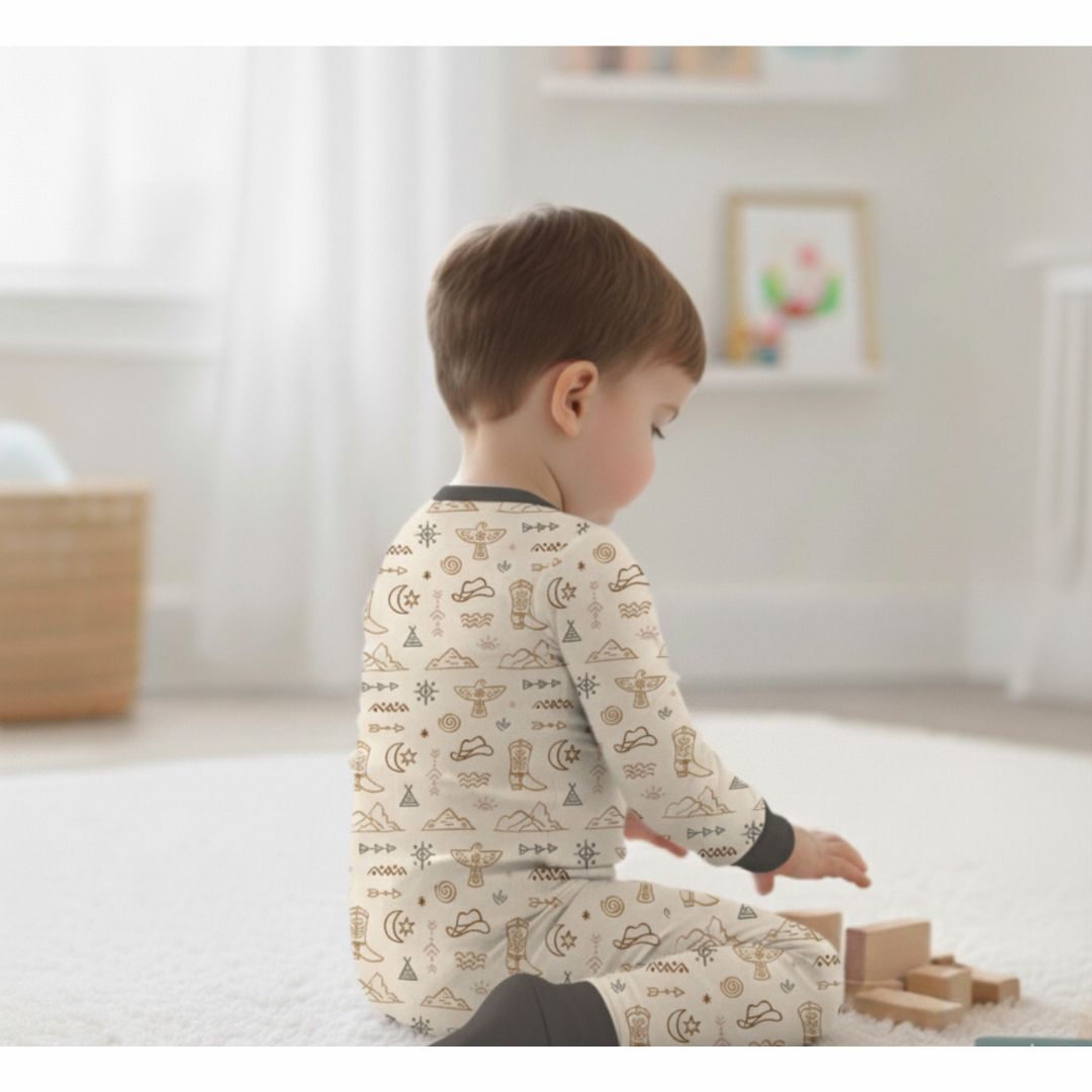 Bamboo Cream Western Zipper Pajama