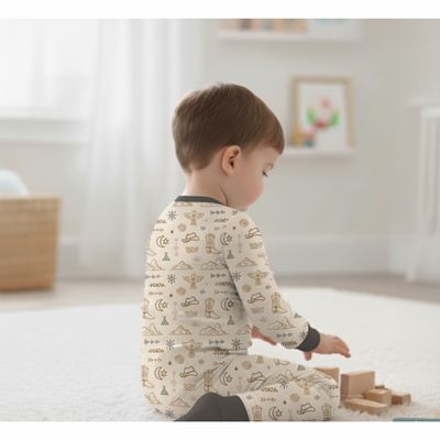 Bamboo Cream Western Zipper Pajama