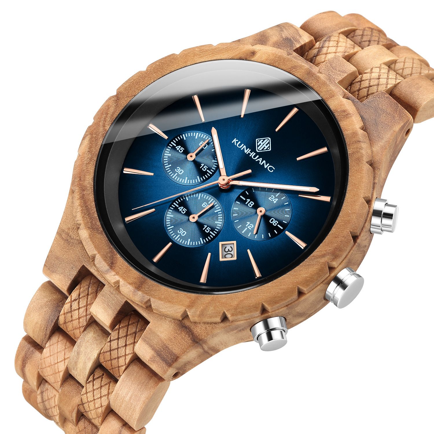 Wooden Watch New Wooden Men&#39;s Watch Multifunctional Simple Pure Wood Fashion Watch Olive Ebony Watch A Generation Of Hair
