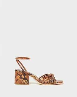 LOEFFLER RANDALL RENEE LEATHER KNOT MID HEEL SANDAL