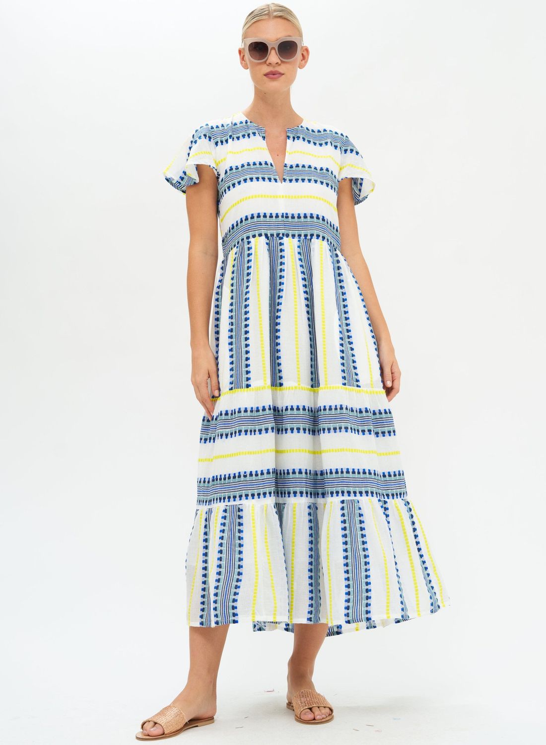Oliphant V-Neck Maxi Blue Mezcal