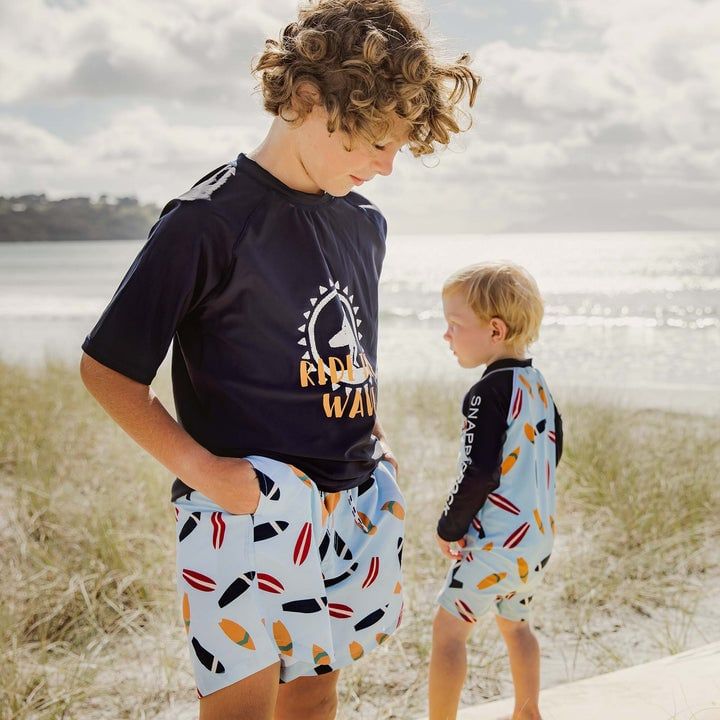 SNAPPER ROCK Ride the Wave Navy SS Rash Top