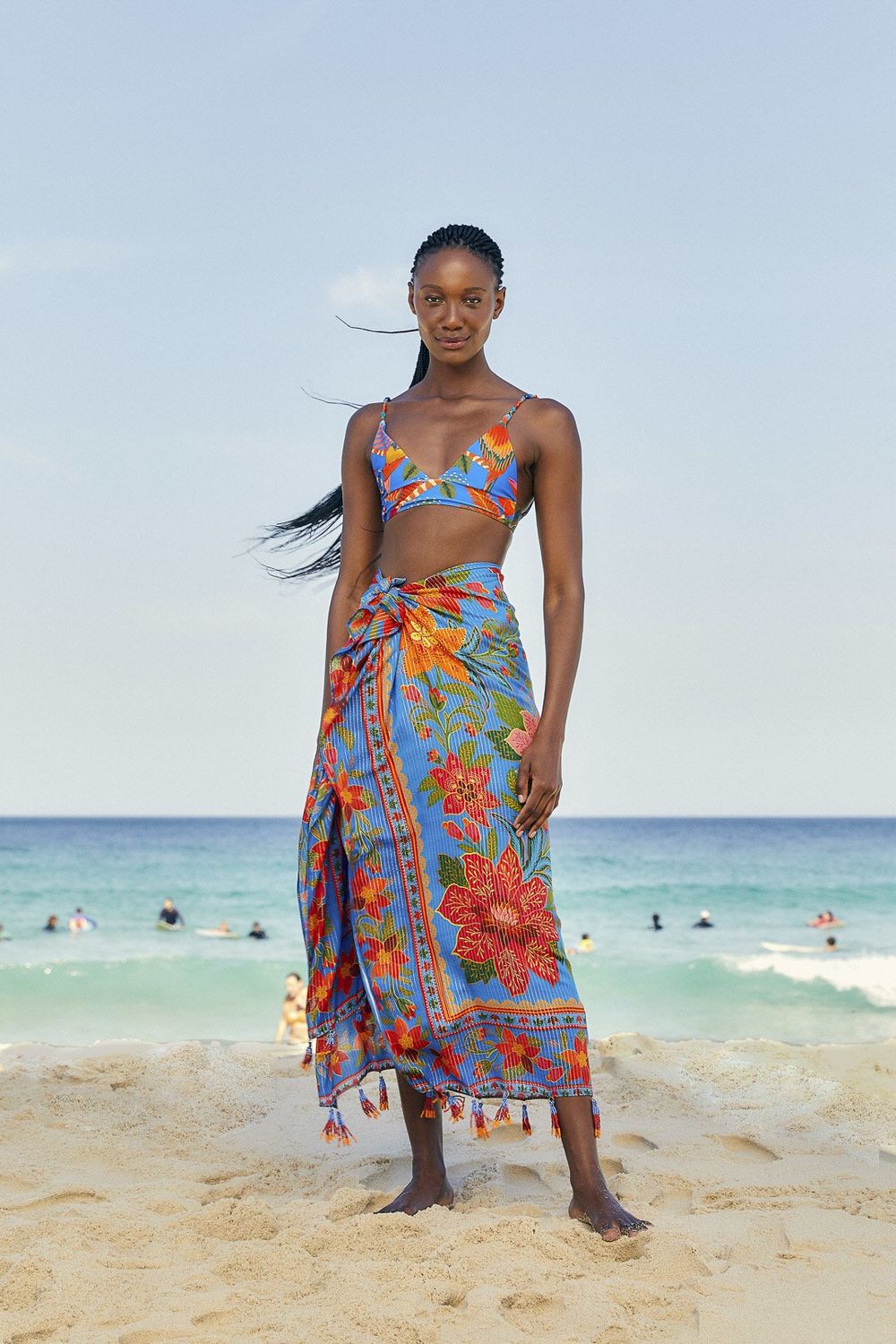 FARM RIO BLUE TROPICAL TAPESTRY SARONG