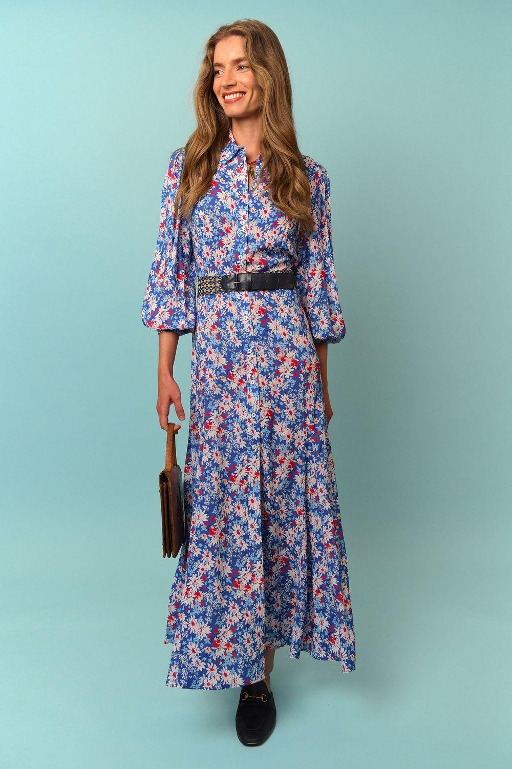 Rixo Georgina Blue Daisy Dress