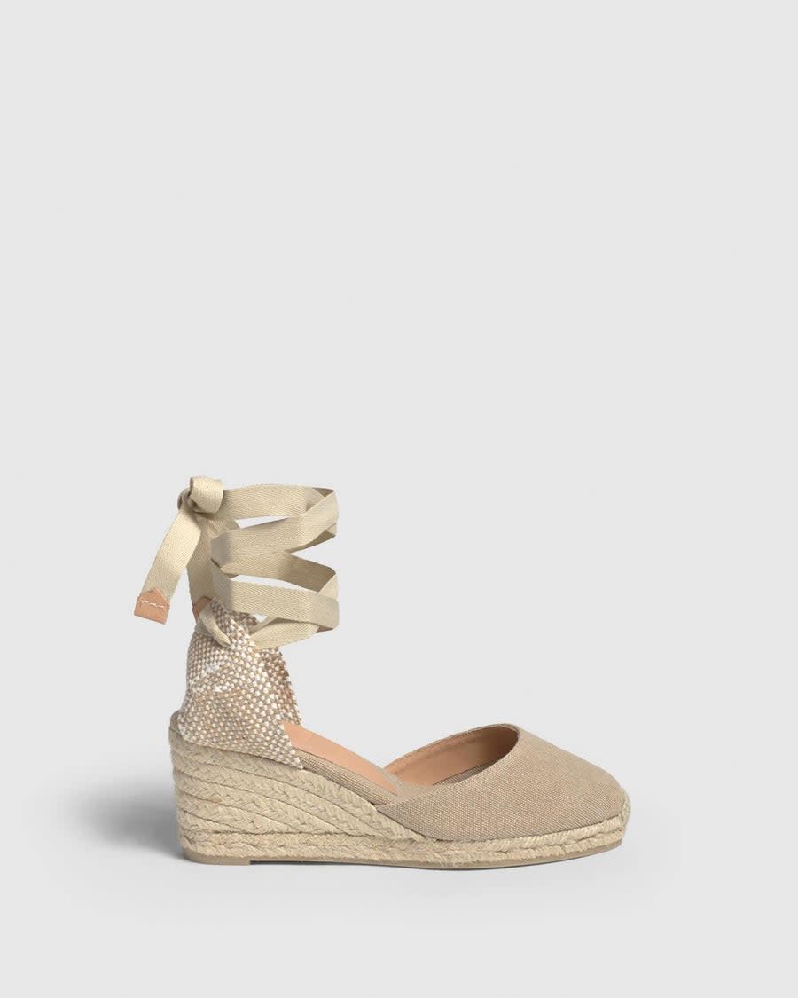 CASTANER CARINA SAND WEDGE WITH RIBBON TIE