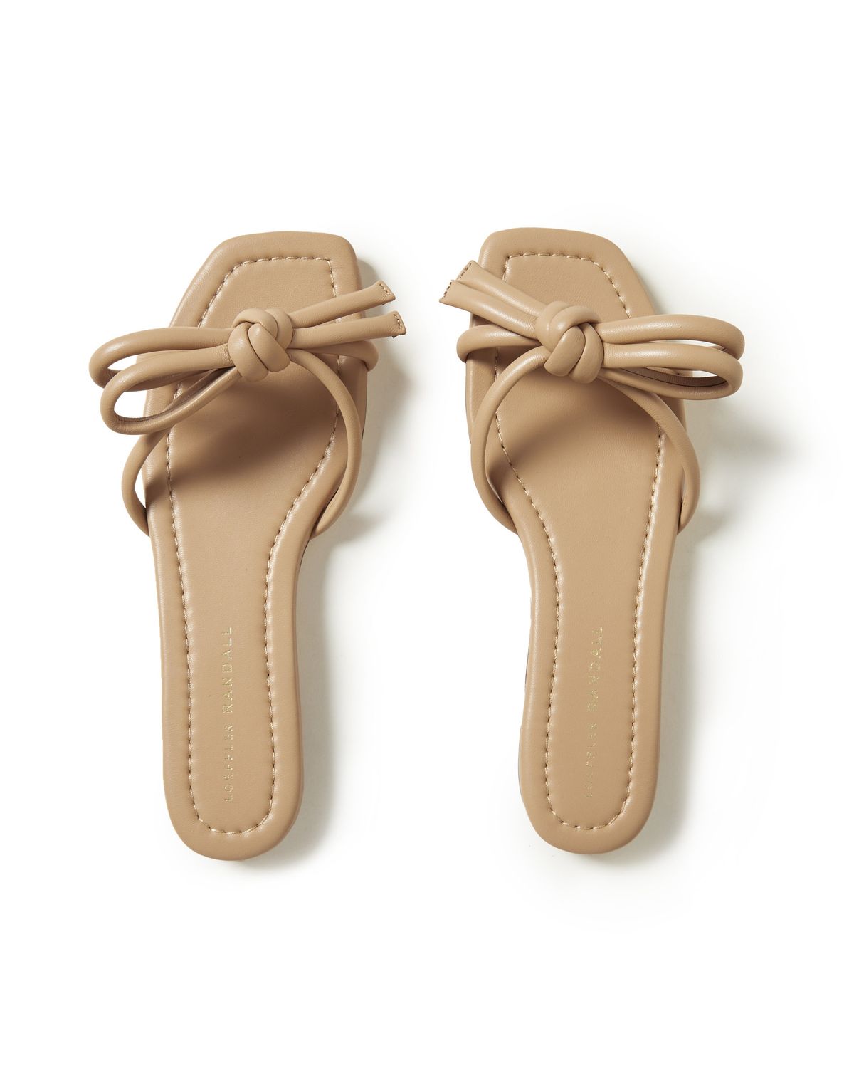 LOEFFLER RANDALL HADLEY LEATHER BOW FLAT SANDAL DUNE