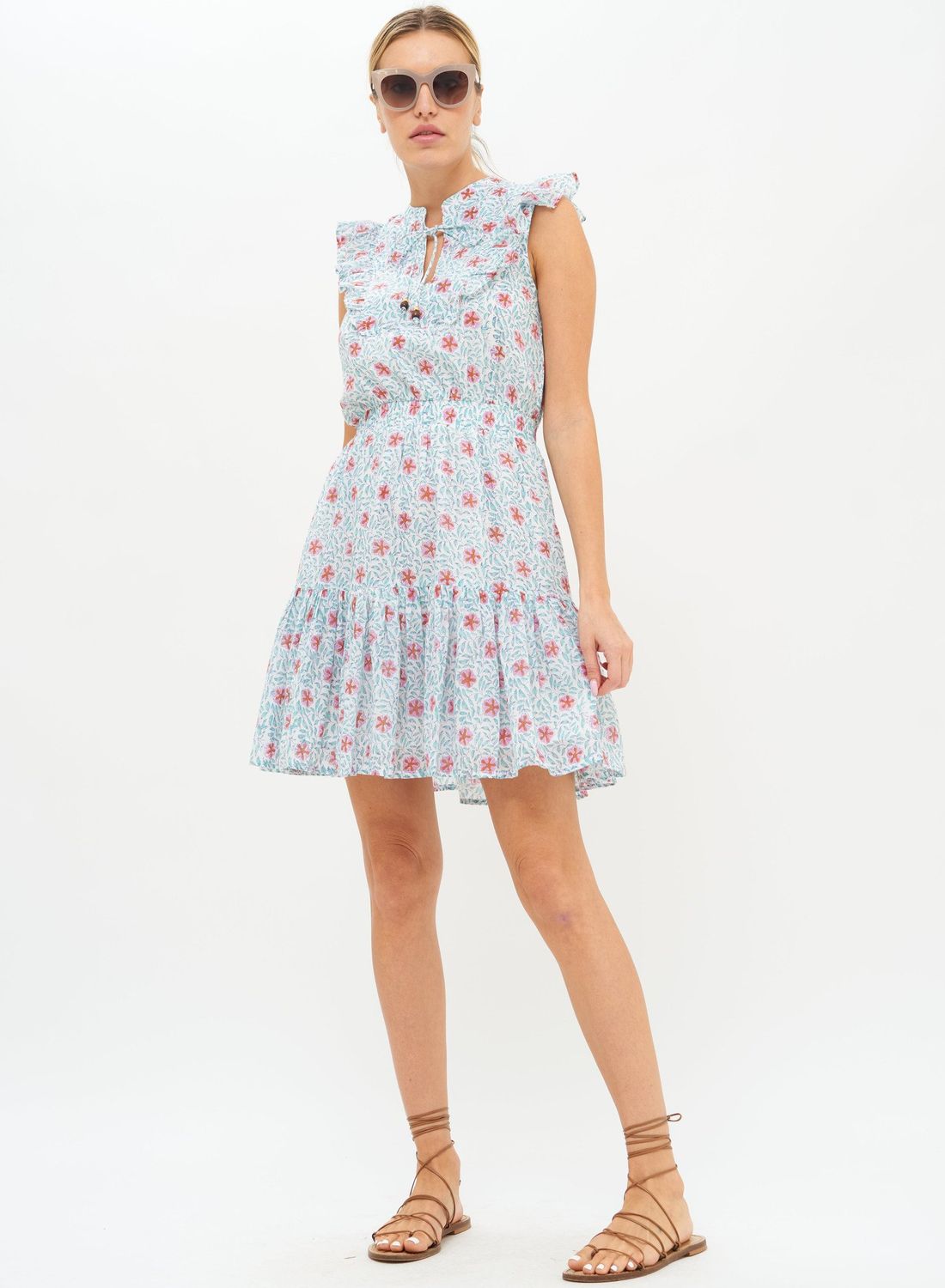 Oliphant Sleeveless Smocked Waist Short Aqua