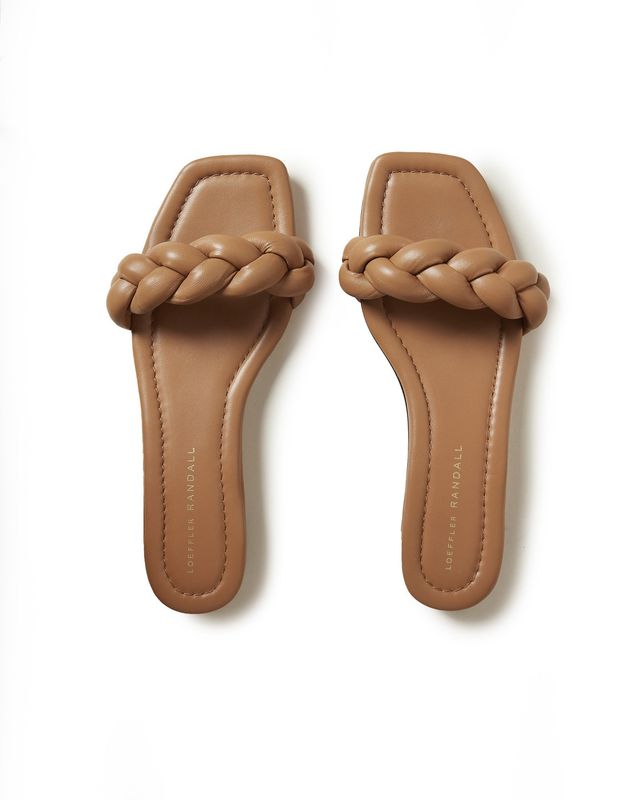 LOEFFLER RANDALL BRAIDED BAND FLAT SANDAL DK SAND
