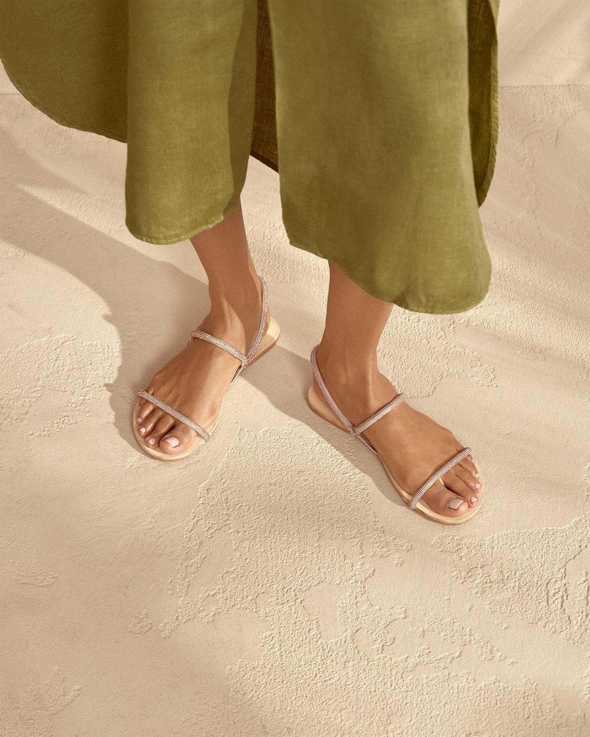Manebi Tan &amp; Crystal Sandals