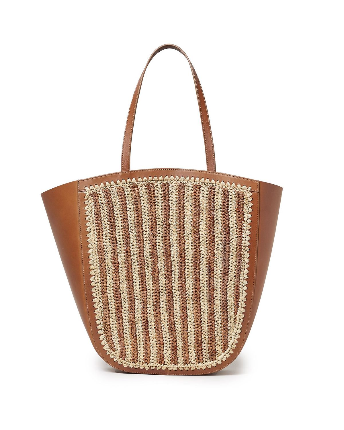 LOEFFLER RANDALL KATIA CROCHET LEATHER TOTE NATURAL