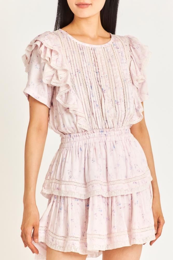 LOVE SHACK FANCY NATASHA DRESS LAVENDER CREMA