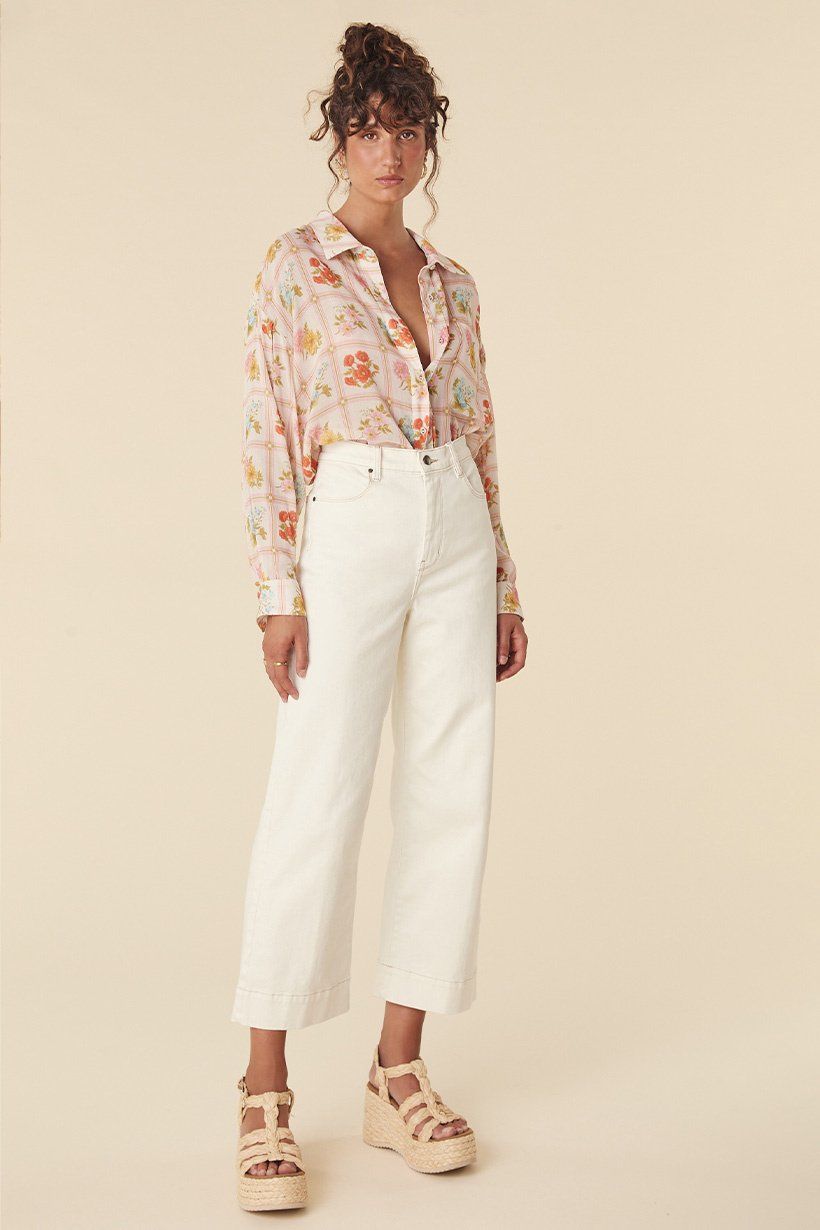 SPELL Eve Denim Cropped Jeans - Salt