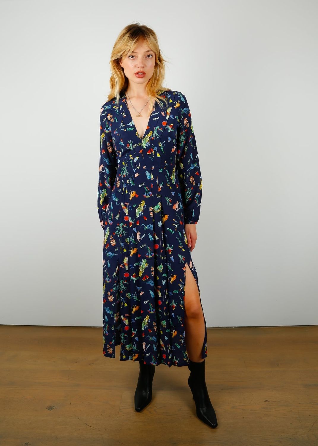 Rixo Camellia Lotus Bloom Navy