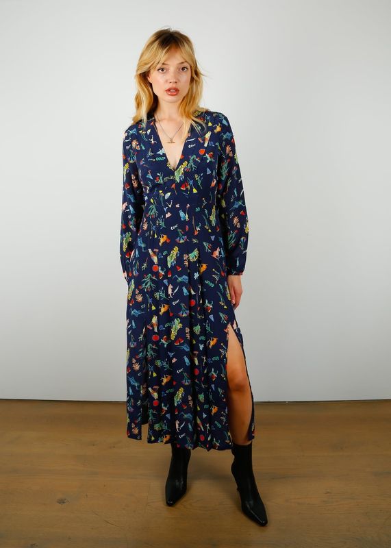 Rixo Camellia Lotus Bloom Navy