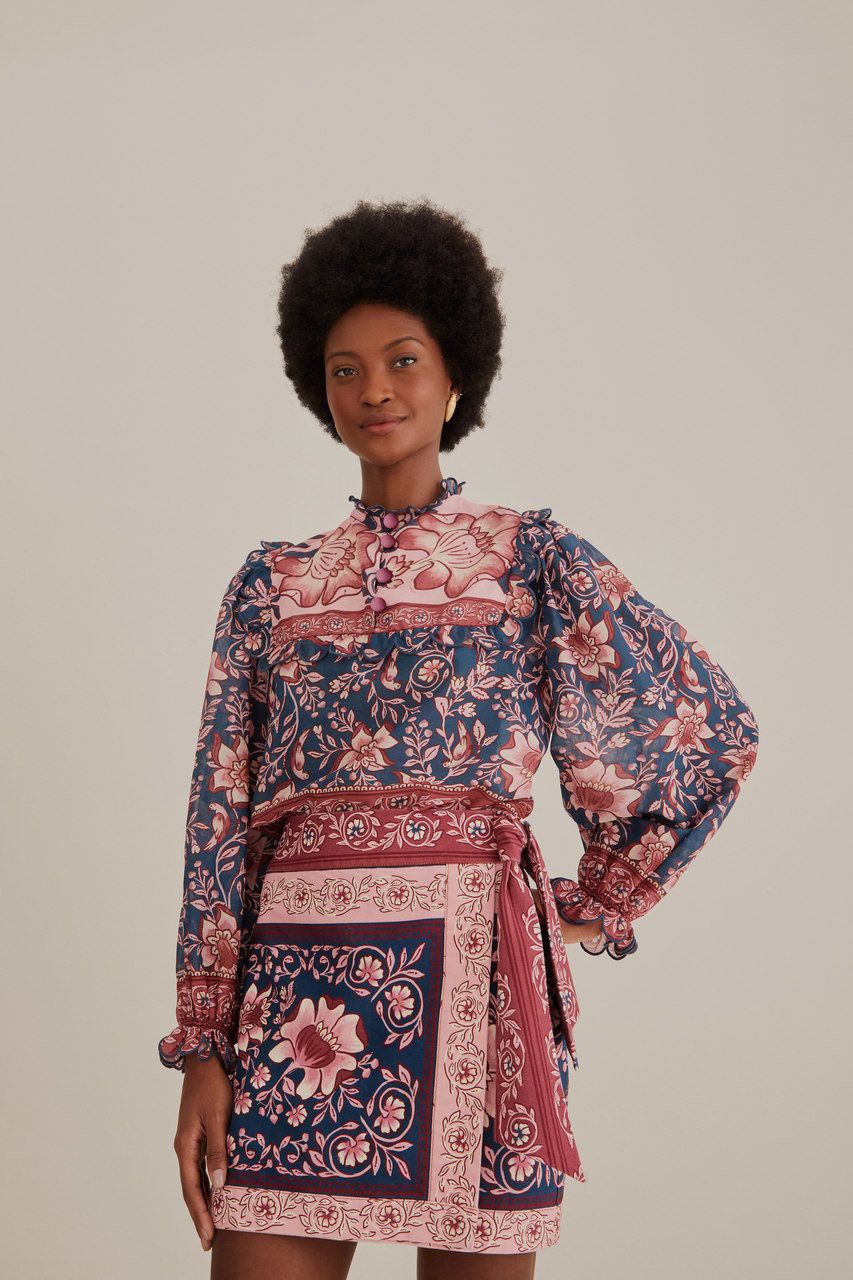 FARM RIO AINIKA CHARM TEAL OVERLAPPED SKIRT