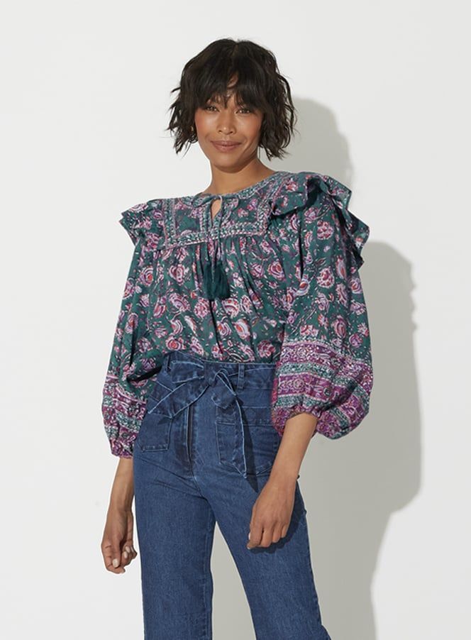 CLEOBELLA MYLAH BLOUSE JADE FLORAL