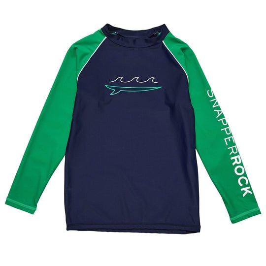 SNAPPER ROCK NAVY WAVE LS RASH TOP BLUE