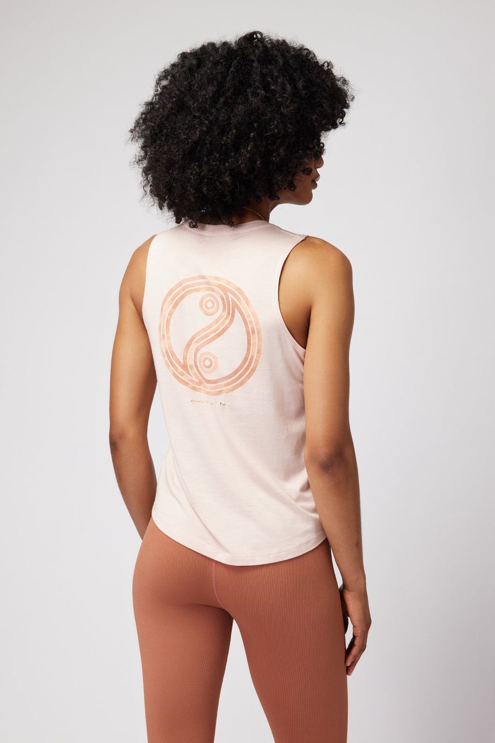 Spiritual Gangster pink sky yin yang muscle tank