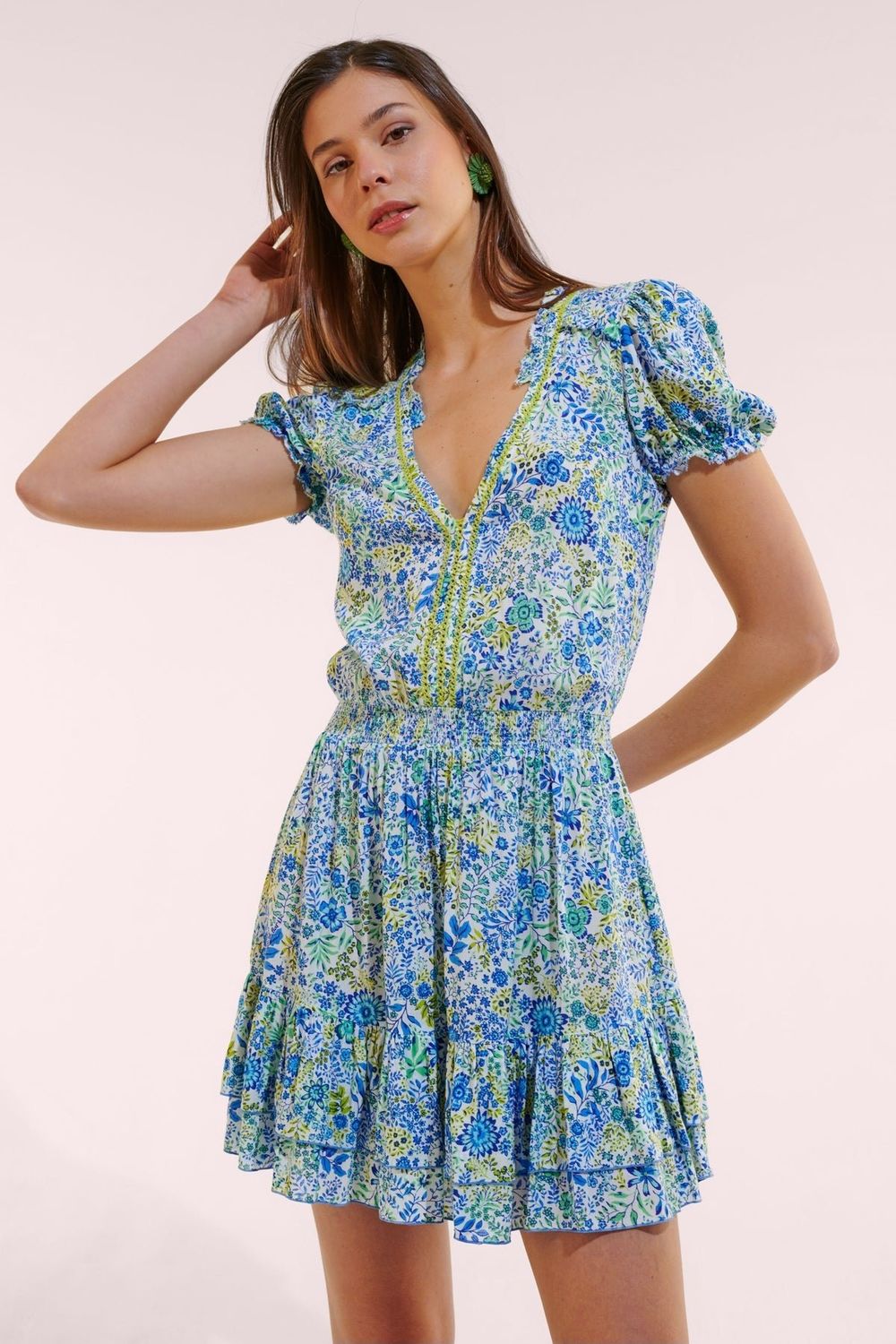 POUPETTE ST BARTH MINI DRESS BIBI V WHITE BLUE NATURE