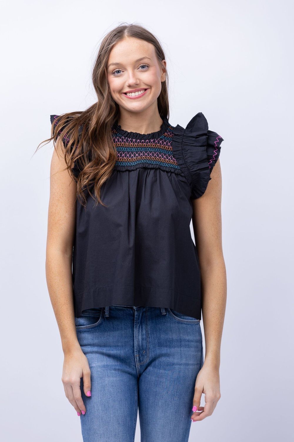 LOVE THE LABEL Poppy Top Black Multi