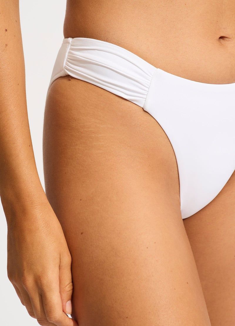 Seafolly High Leg Ruched Side Pant White