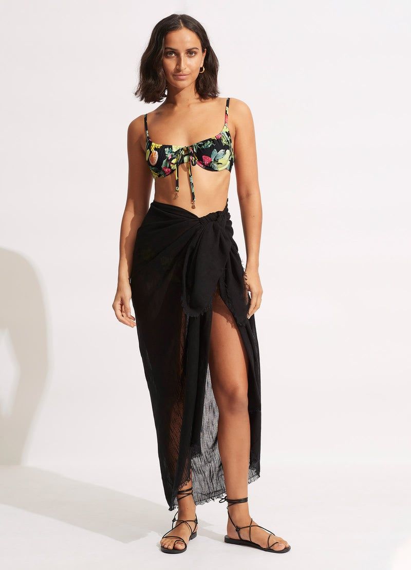 Seafolly Beach Cotton Beach Wrap Black