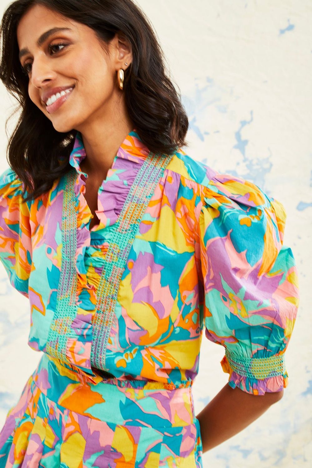 Love the Label Zuri Top Short Sleeve Iris Print