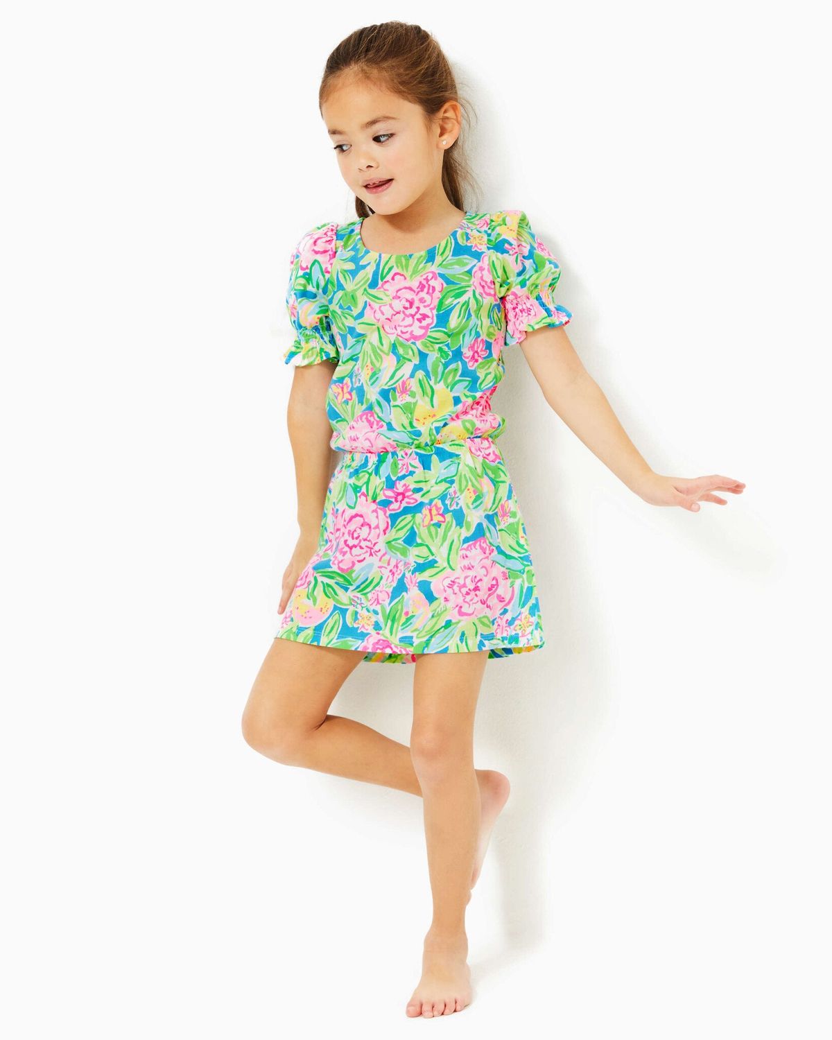 LILLY PULITZER MINI ADLEY ROMPER MULTI GROVE GARDEN