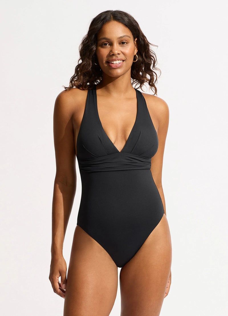 Seafolly Cross Back One Piece Black