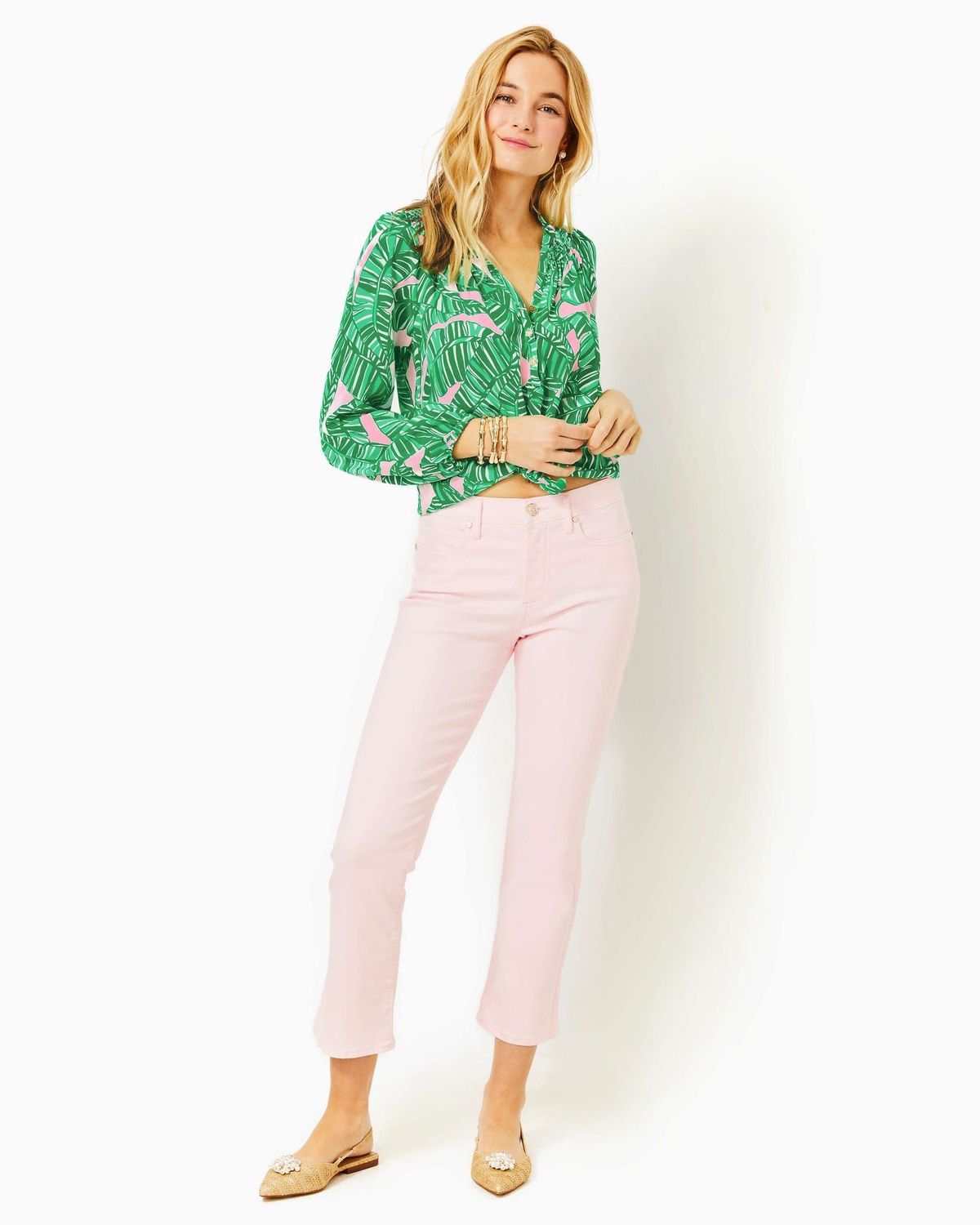 LILLY PULITZER ANNET HIGH RISE CROP FLAR MISTY PINK