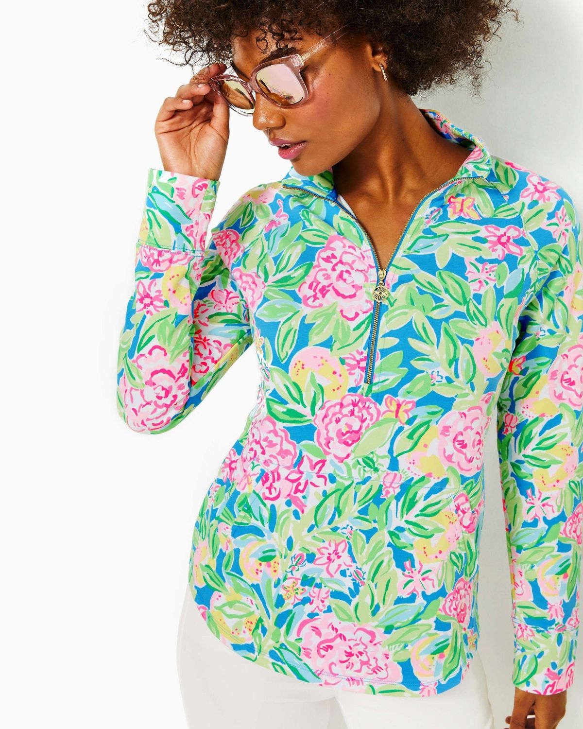 LILLY PULITZER UPF 50+ SKIPPER POPOVER MULTI GROVE GARDEN