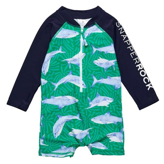SNAPPER ROCK REEF SHARK LS SUNSUIT GREEN
