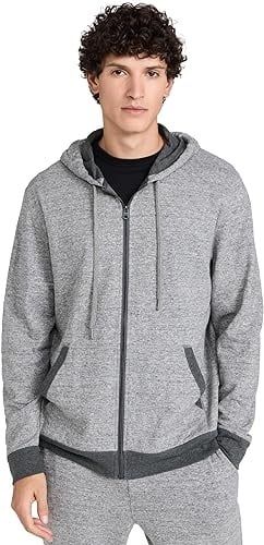FAHERTY double knit zip hoodie light carbon heather