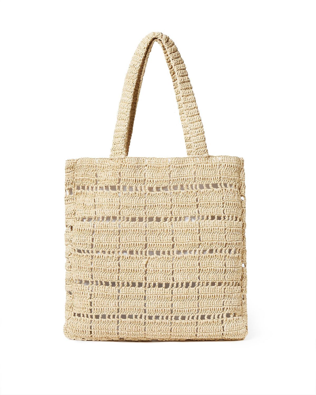 LOEFFLER RANDALL ORION CROCHET RAFFIA BOOK TOTE NATURAL