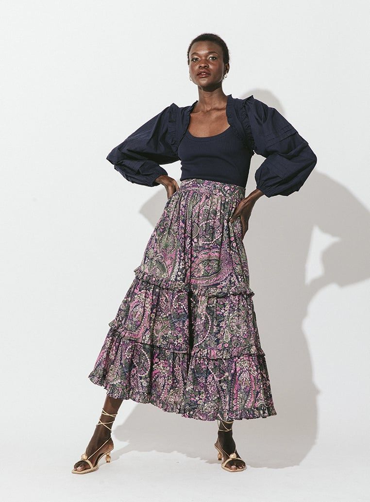 CLEOBELLA DARCY ANKLE SKIRT CAYMEN PAISLEY PURPLE