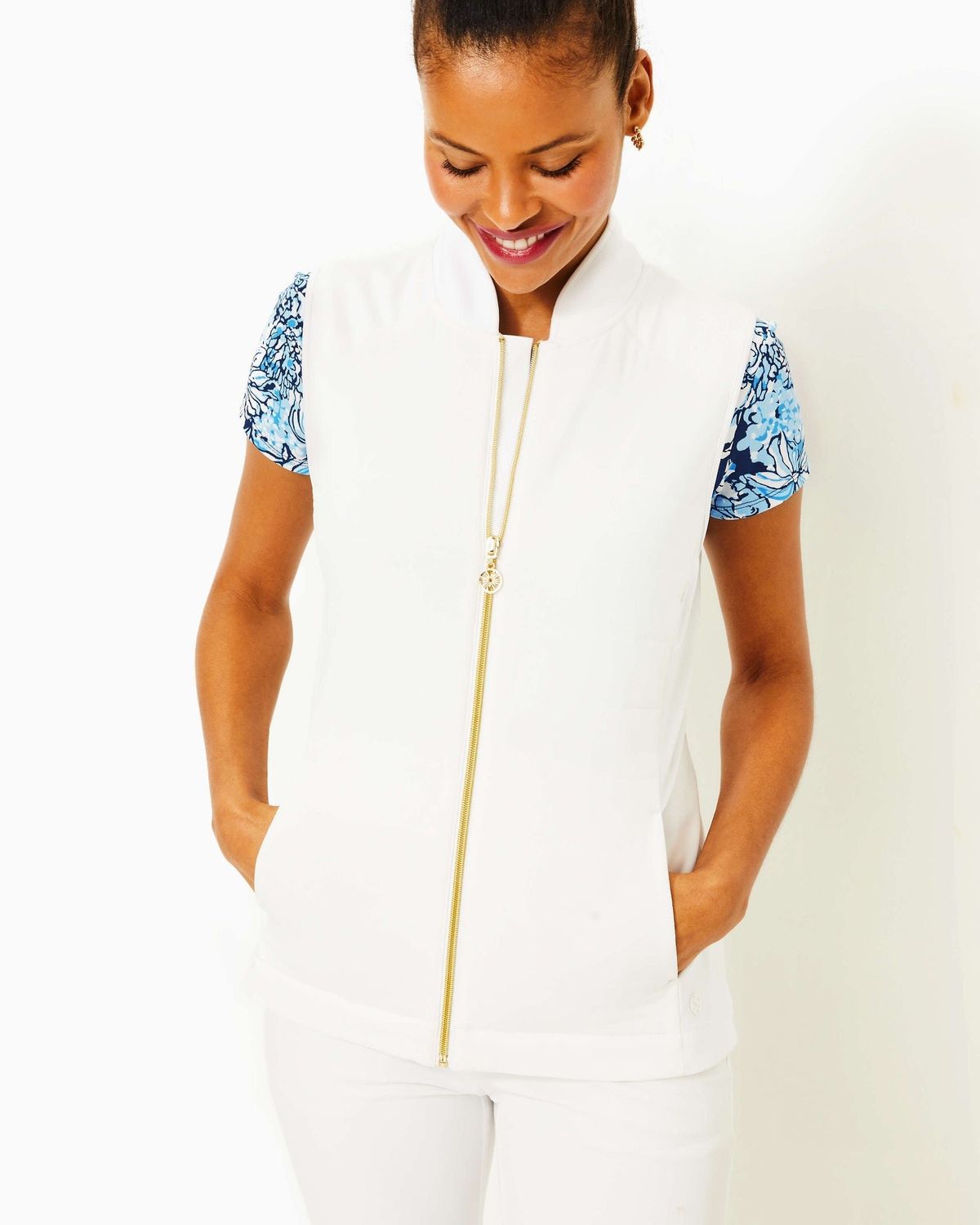 LILLY PULITZER KIMBERLINE HYBRID VEST RESORT WHITE