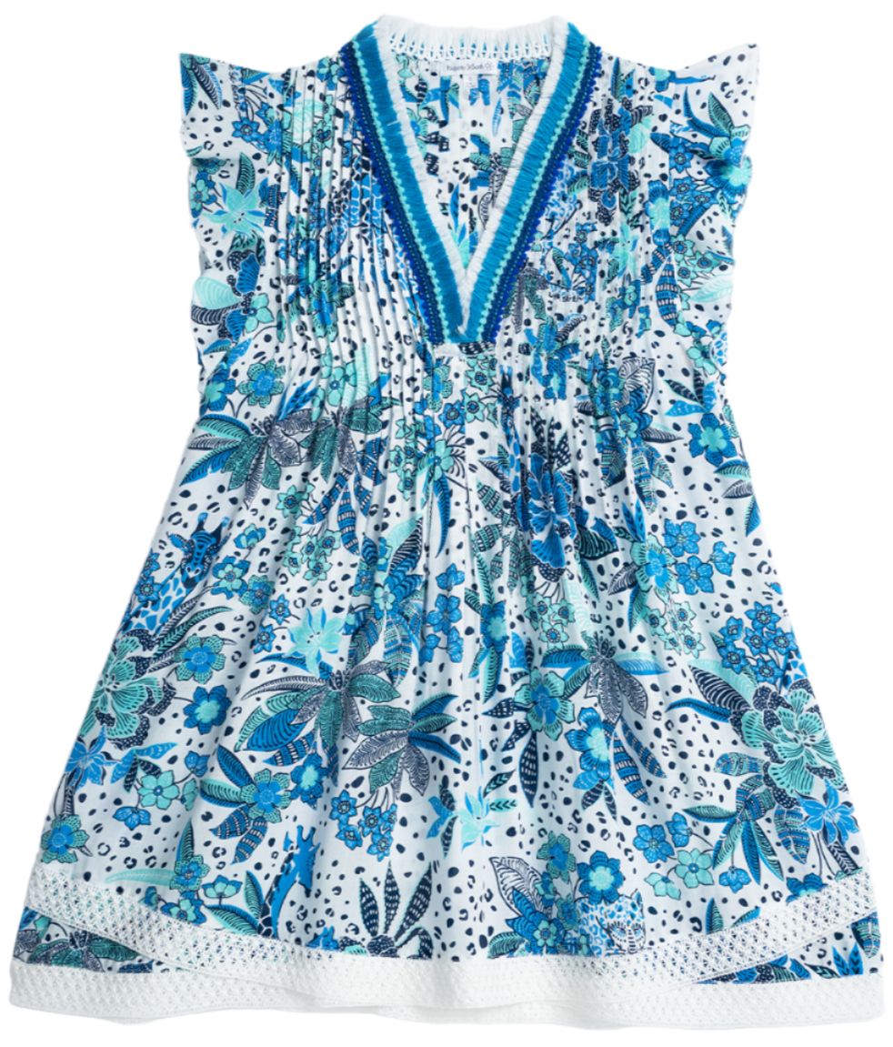 POUPETTE ST BARTH MINI DRESS SASHA V KIDS BLUE SAVANA
