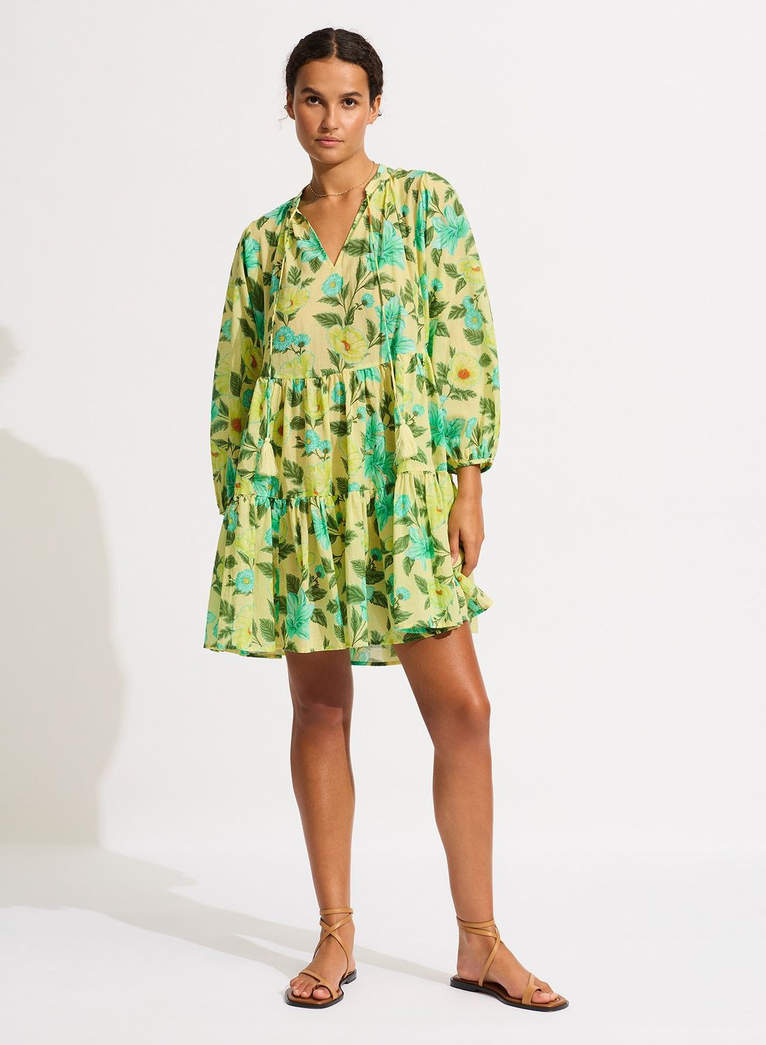 Seafolly Garden Party Tiered Mini Dress Limelight