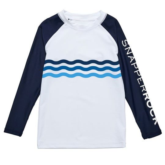 SNAPPER ROCK WAVE STRIPE LS RASH TOP WHITE
