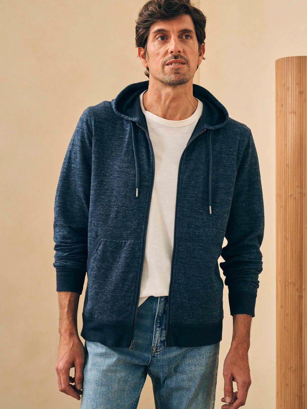 FAHERTY double knit zip hoodie varsity navy heather
