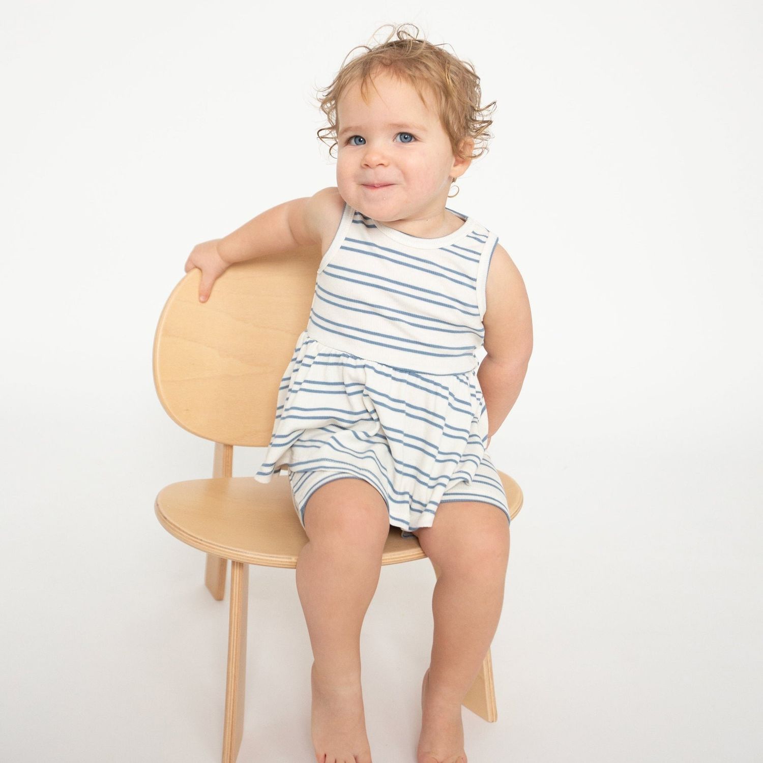 Angel Dear SB Anchor Rib Stripe Peplum Tank Top + Biker Short