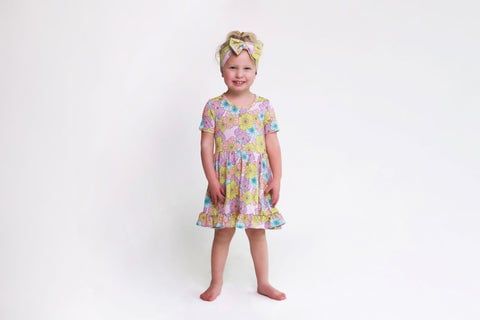 POSH PEANUT Kourtney - Short Sleeve Ruffled Twirl Dress
